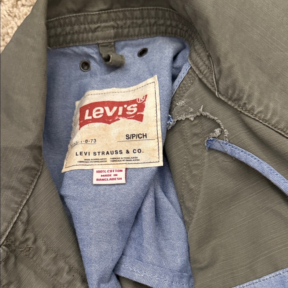 Levi’s Olive Utility Field Jacket Military Cotton Small - Picture 8 of 8